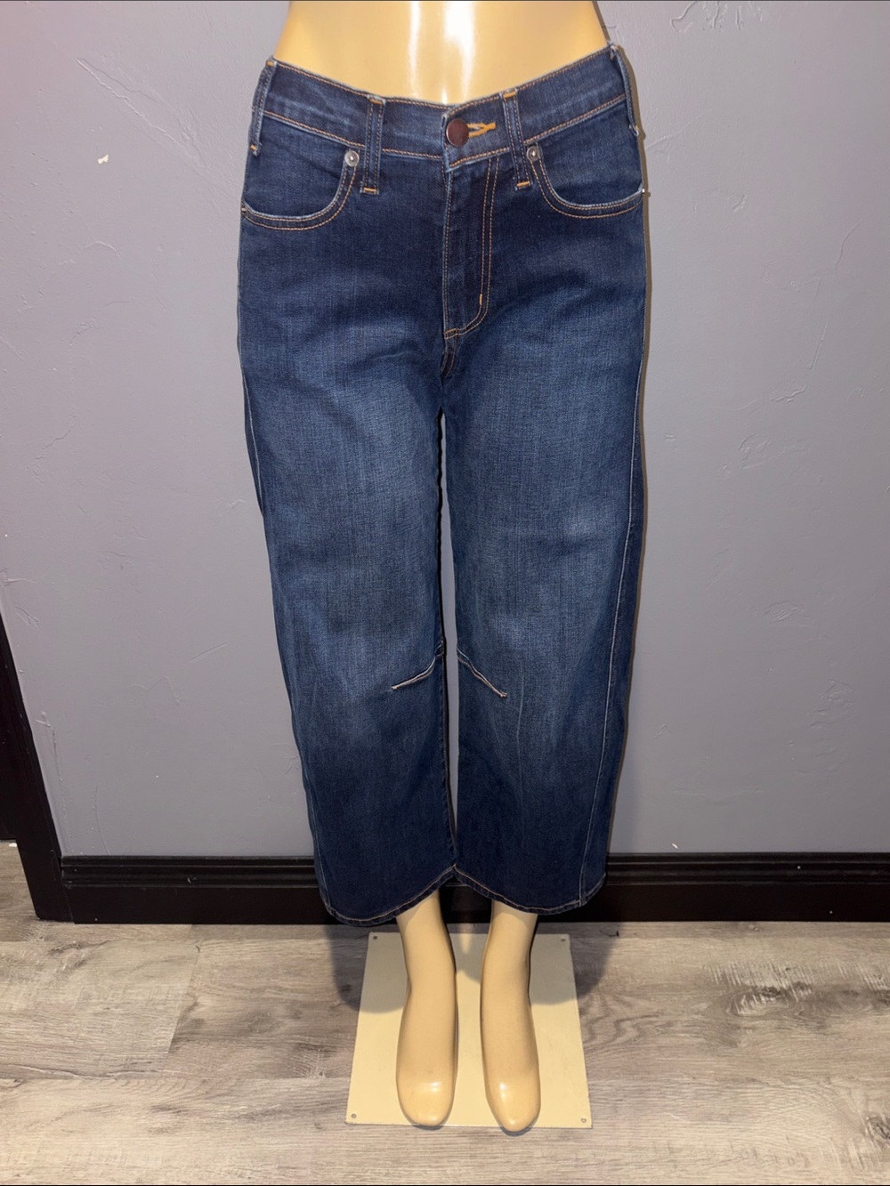 Lisa Bayne wide cropped high waisted jeans